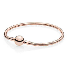 Load image into Gallery viewer, NEW NEWEST 100% 925 Sterling Silver Rose Gold Bracelet Clear CZ Charm Bead ESSENCE Mesh Bracelets DIY For Women Jewelry
